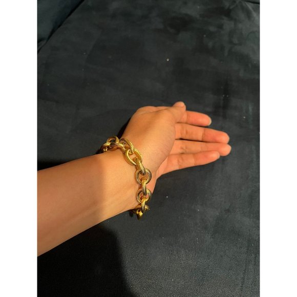 Gold statement bracelet big chunky curb link chain wide large bold metal womens - Picture 6 of 6